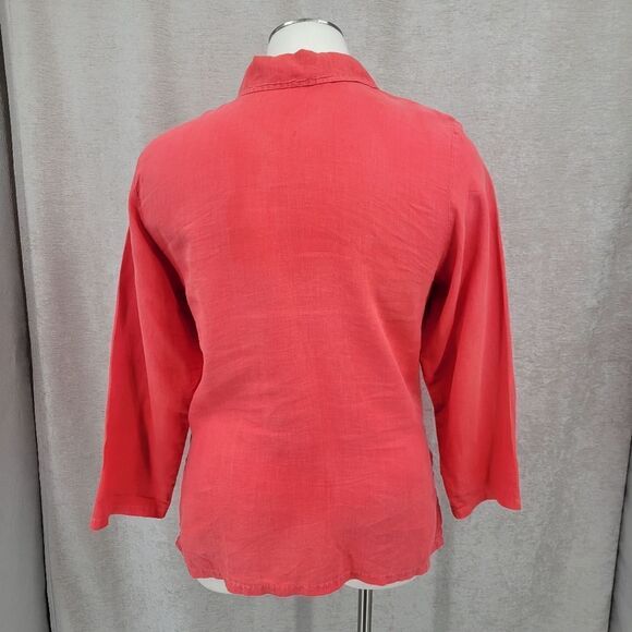 Liz and Jane Vintage Linen Artsy Long Sleeve Button Down Top Blouse XL - Picture 11 of 16